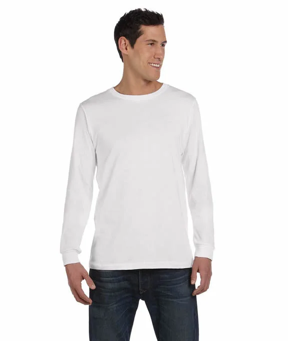 Men's long sleeve flannel plaid shirts with a classic rustic look 3501 - Bella + Canvas Unisex Jersey Long-Sleeve T-Shirt | White