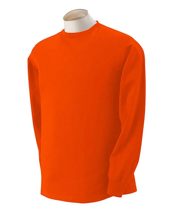 Men's long sleeve polo shirts with a contrast placket for added style 4930 - Fruit of the Loom 100% Heavy Cotton HD® Long-Sleeve T-Shirt | Burnt Orange