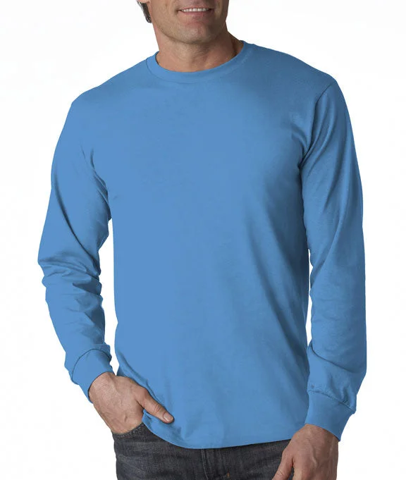Men's printed long sleeve Hawaiian shirts for tropical getaways 4930 - Fruit of the Loom 100% Heavy Cotton HD® Long-Sleeve T-Shirt | Columbia Blue