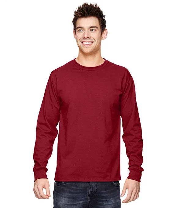Men's long sleeve turtleneck sweaters in cashmere for a luxurious feel 4930 - Fruit of the Loom 100% Heavy Cotton HD® Long-Sleeve T-Shirt | Crimson