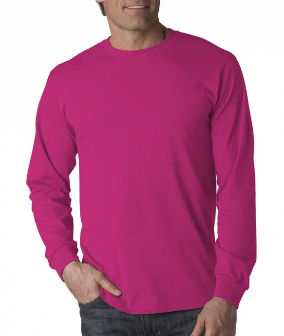 Men's stretch long sleeve denim shirts for a comfortable casual style 4930 - Fruit of the Loom 100% Heavy Cotton HD® Long-Sleeve T-Shirt | Cyber Pink