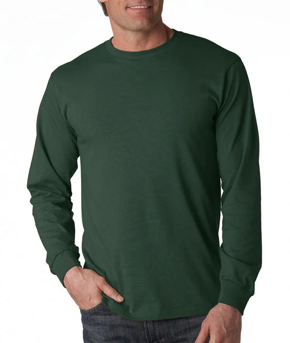 Men's long sleeve dress shirts with French cuffs for formal events 4930 - Fruit of the Loom 100% Heavy Cotton HD® Long-Sleeve T-Shirt | Forest Green