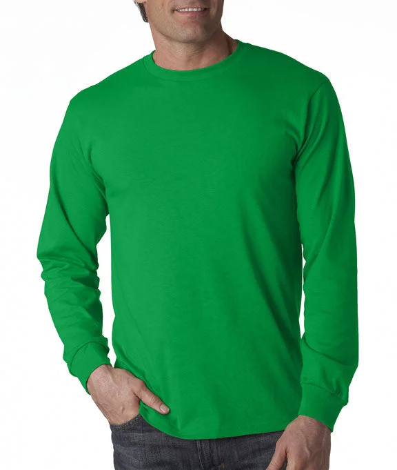 Men's thermal long sleeve base layer shirts for winter skiing 4930 - Fruit of the Loom 100% Heavy Cotton HD® Long-Sleeve T-Shirt | Kelly