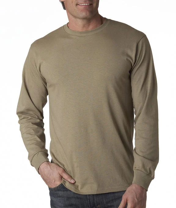 Men's long sleeve slim fit button - down shirts for business meetings 4930 - Fruit of the Loom 100% Heavy Cotton HD® Long-Sleeve T-Shirt | Khaki