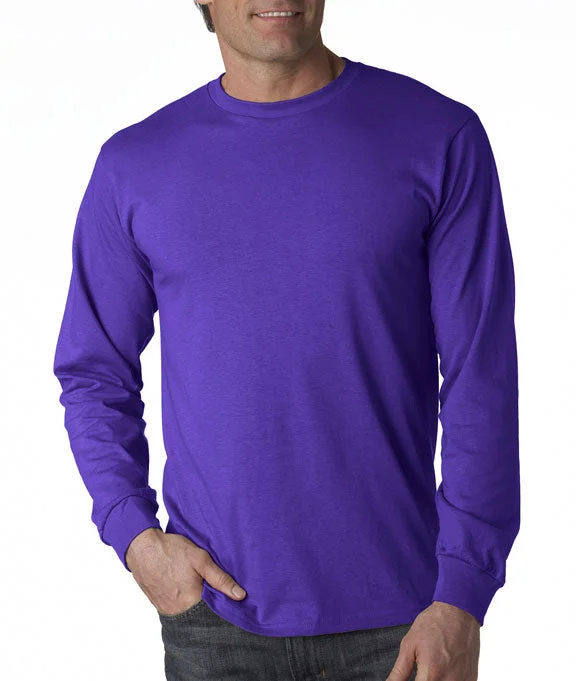 Men's waterproof long sleeve rain shirts for outdoor hiking in the rain 4930 - Fruit of the Loom 100% Heavy Cotton HD® Long-Sleeve T-Shirt | Purple
