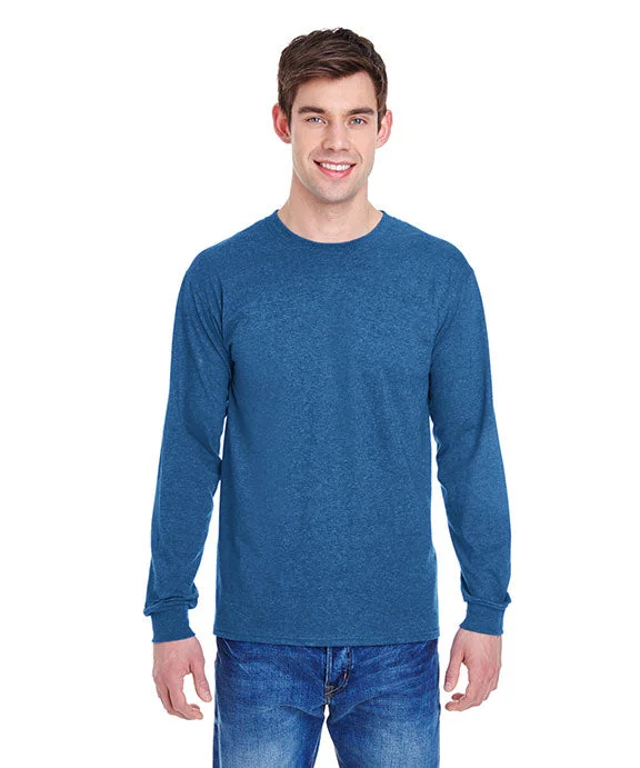 Men's button - front long sleeve Henley shirts with a casual charm 4930 - Fruit of the Loom 100% Heavy Cotton HD® Long-Sleeve T-Shirt | Retro Heather Royal