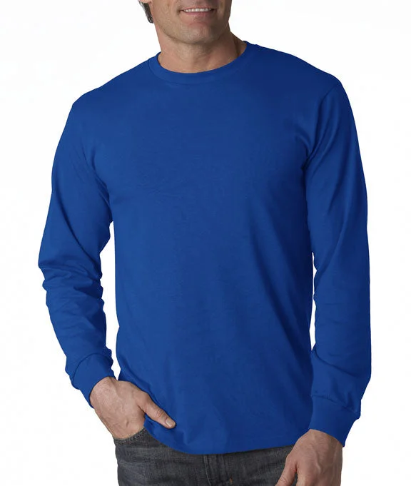 Men's long sleeve fleece - lined shirts for extreme cold weather 4930 - Fruit of the Loom 100% Heavy Cotton HD® Long-Sleeve T-Shirt | Royal