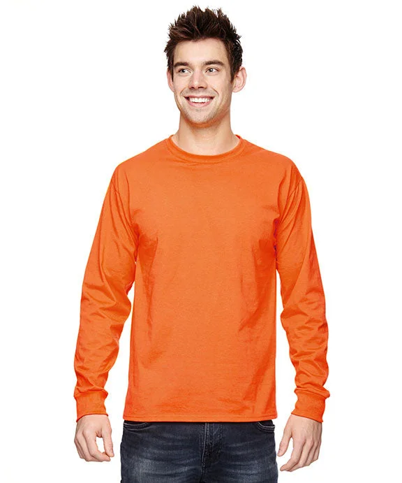 Men's printed long sleeve Hawaiian shirts for tropical getaways 4930 - Fruit of the Loom 100% Heavy Cotton HD® Long-Sleeve T-Shirt | Safety Orange