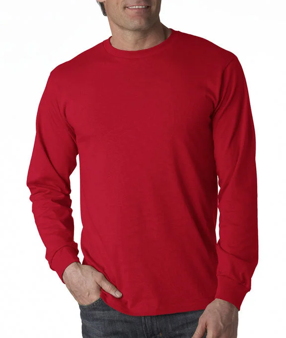 Men's lightweight long sleeve linen shirts for summer beach vacations 4930 - Fruit of the Loom 100% Heavy Cotton HD® Long-Sleeve T-Shirt | True Red