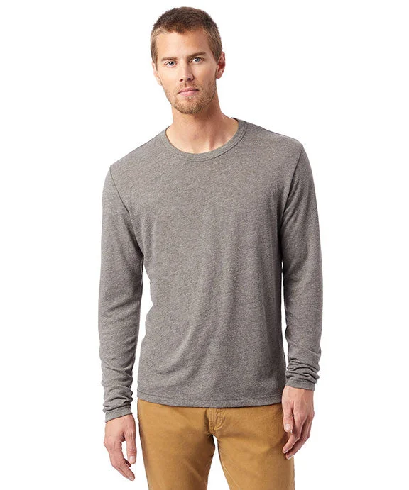 Men's moisture wicking long sleeve athletic shirts for running marathons 5100BP - Alternative Unisex Keeper Long-Sleeve Shirt | Vintage Coal