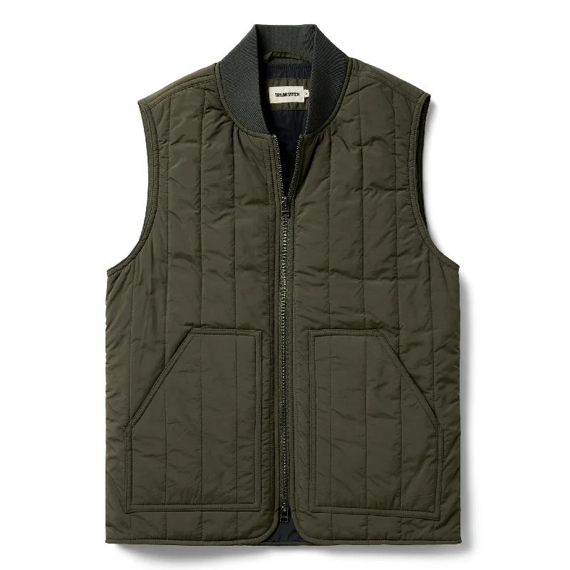 Cotton - blend men waistcoats for everyday casual wear The Able Vest in Quilted Army
