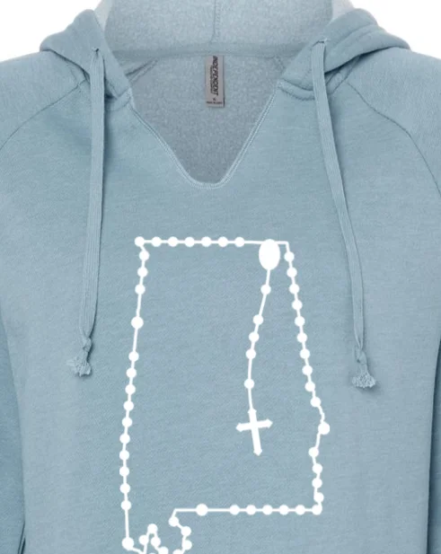 Oversized men hoodie with dropped shoulders for a streetwear look Alabama Catholic Rosary Drop Hoodie