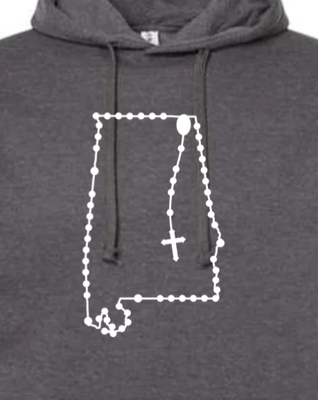 Men hoodie for gym workouts with moisture - wicking technology Alabama Catholic Rosary Hoodie Sweatshirt