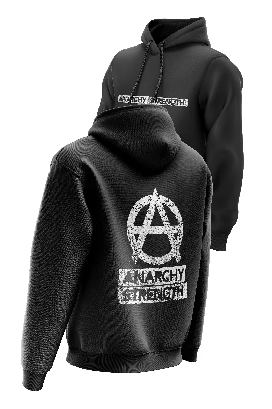 Men hoodie with a kangaroo pocket and ribbed cuffs AS 'STRIPE' HOODIE - BLACK
