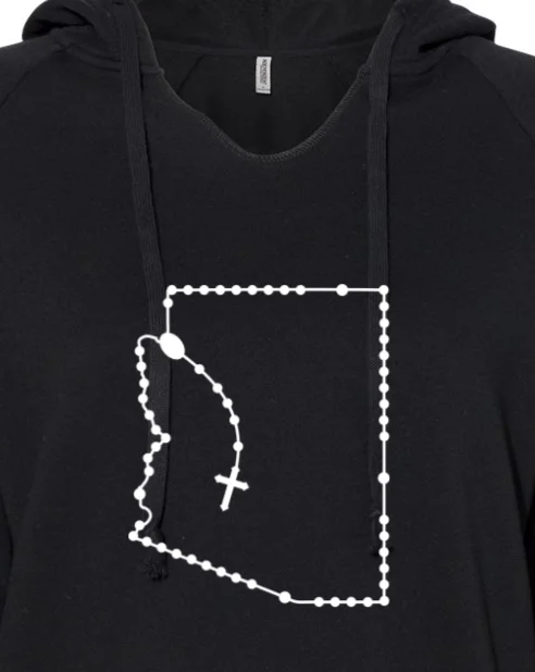 Fleece - lined men hoodie for extreme cold weather Arizona Catholic Rosary Drop Hoodie