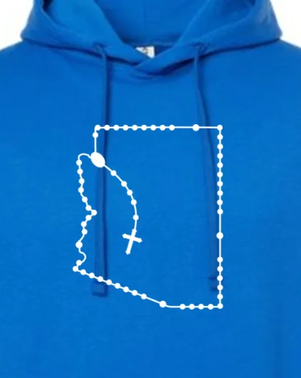Plus - size men hoodie with a roomy fit for comfort Arizona Catholic Rosary Hoodie Sweatshirt