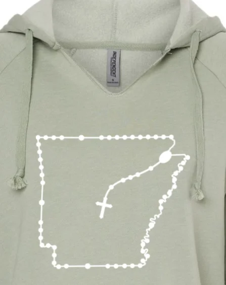 Slim - fit men hoodie to pair with skinny jeans Arkansas Catholic Rosary Drop Hoodie