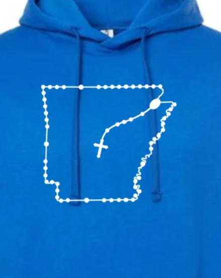 Oversized men hoodie with dropped shoulders for a streetwear look Arkansas Catholic Rosary Hoodie Sweatshirt