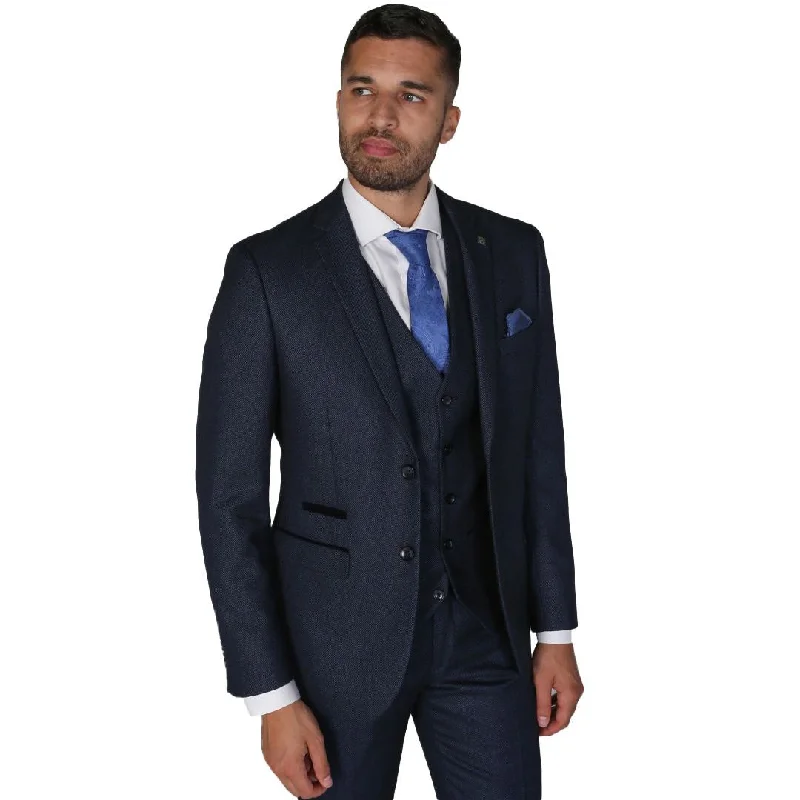 Men Blazers with Striped Patterns for a Business - like Look​ Arthur - Men's Birdseye Navy Formal Blazer