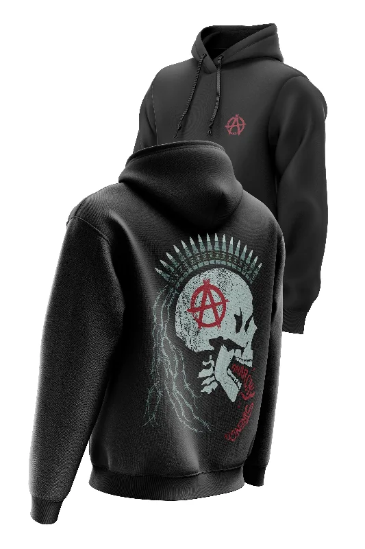 Men hoodie with a kangaroo pocket and ribbed cuffs AS 'BULLET PUNK' HOODIE - BLACK