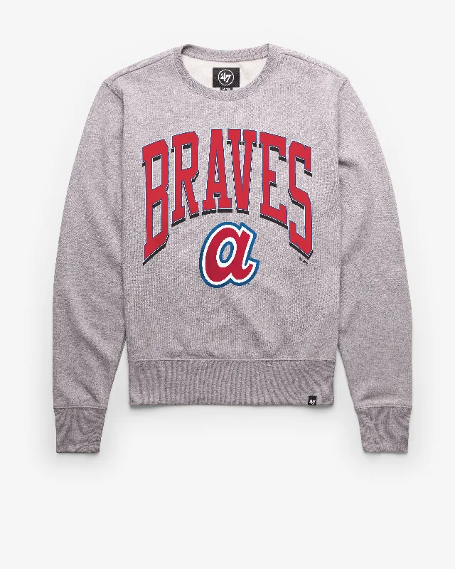 V - neck men sweatshirt for a unique look ATLANTA BRAVES COOPERSTOWN WALK TALL '47 HEADLINE CREW