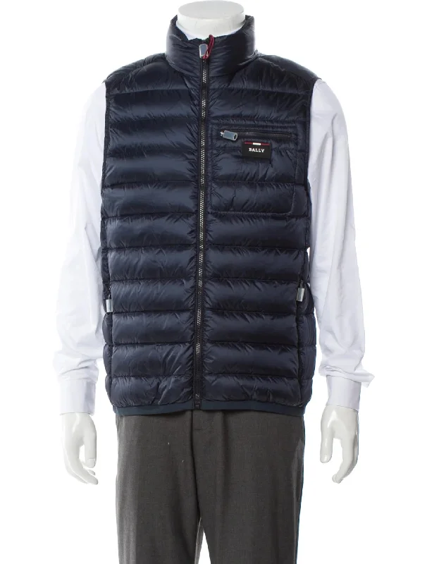 Sleeveless men waistcoats with a high - cut armhole for ease of movement BALLY Men's 6240395 Blue Down Puffer Vest Coat