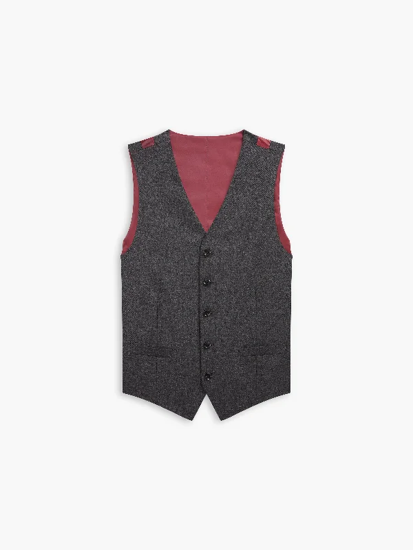 Cotton - blend men waistcoats for everyday casual wear Barbican Italian Luxury Slim Charcoal Waistcoat