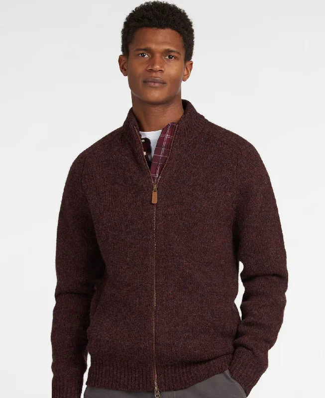 Men's Metallic - Trimmed Pullover in Silver for a Glamorous Party Outfit Barbour Calder Knitted Zip Sweatshirt - Winter Red