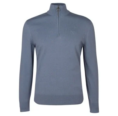 Men's V - Neck Cashmere Pullover in Beige for a Luxurious and Sophisticated Style Barbour Taines Half Zip - Washed Blue