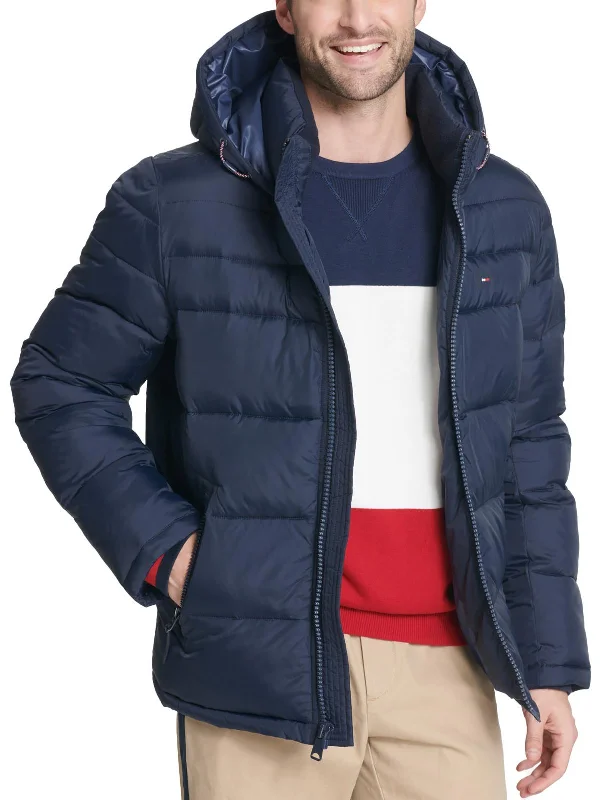 Men down jackets with a breathable membrane to prevent sweating Big & Tall Mens Insulated Hooded Puffer Jacket