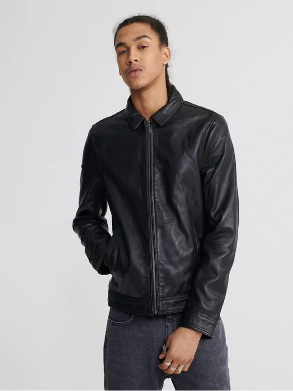 Men leather denim jackets with a combination of leather and denim for a unique hybrid style Black Leather Jacket