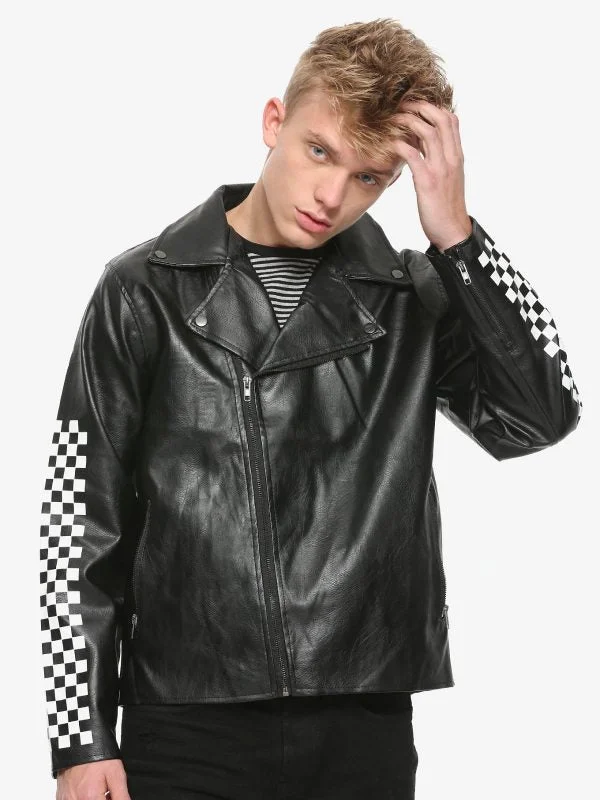 Men leather safari jackets with a breathable cotton - blend exterior for outdoor adventures Black Leather Jacket