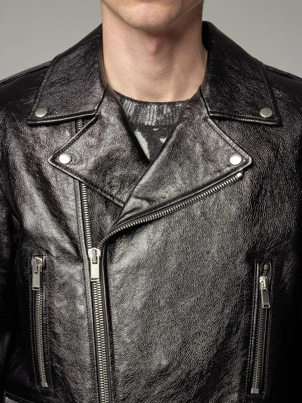 Men leather anoraks with a hooded design for protection against wind and rain Black Leather Jacket