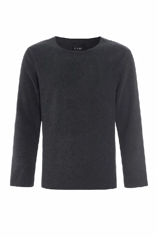 Men fleece quarter - zip pullovers with thumbholes JUMPER - 1000C - SOFT BLACK