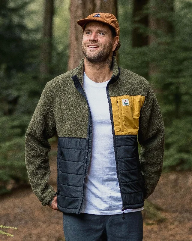 Men fleece quarter - zip pullovers with thumbholes Born Explorer Recycled Polar-Lined Sherpa Fleece - Khaki