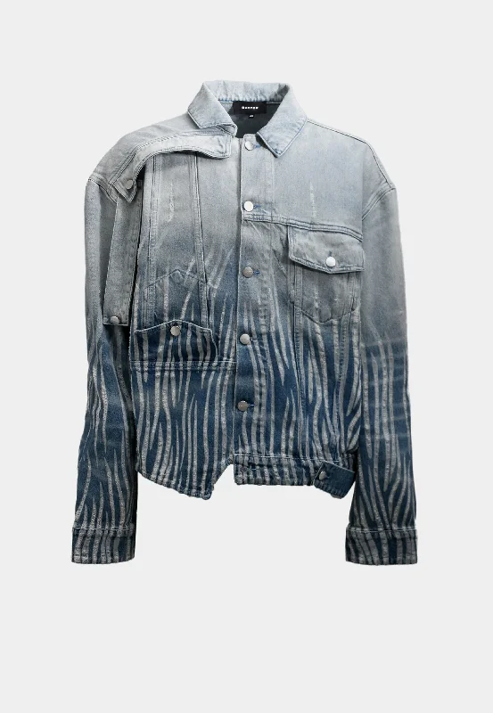 Plus - size men down jackets with a roomy fit for added comfort Botter Upside Down Denim Jacket Wash 1 Distressed Gradient