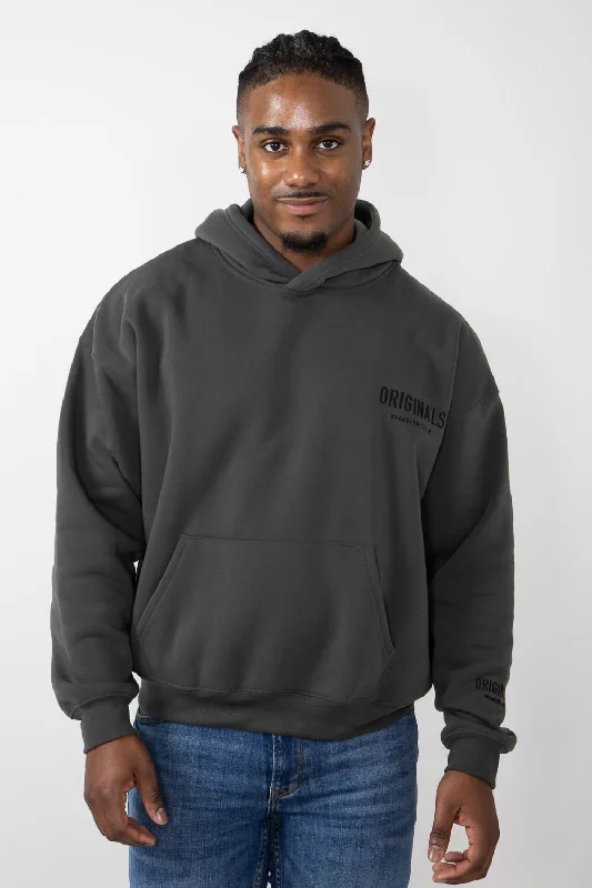 Men fleece - lined leather jackets for a luxurious feel Brooklyn Cloth Originals Hoodie for Men in Dusty Black | BHMH154F-DYB