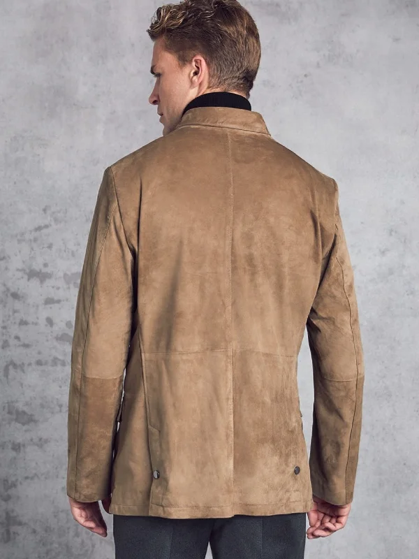 Men leather hunting jackets with a camouflage - printed leather for outdoor pursuits Brown Leather Jacket