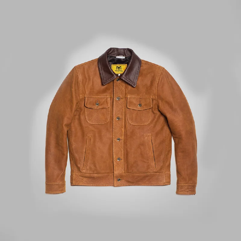 Men leather safari jackets with a breathable cotton - blend exterior for outdoor adventures Brown Mens New Native American Western Suede Leather Jacket