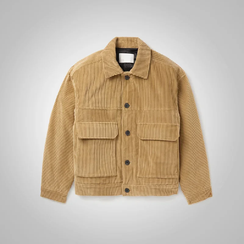Men leather blazers with a modern fit for a stylish office - to - evening option Brown Mens Perfect Fit Corduroy Trucker Jacket