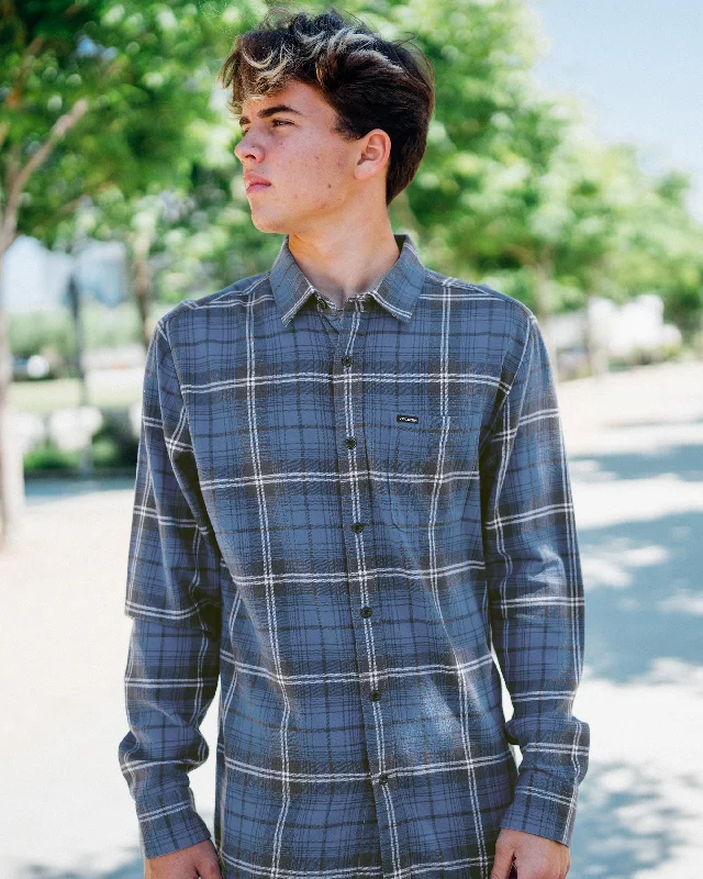 Solid - color men hoodie in trendy olive green Caden Plaid Long Sleeve Shirt - Blueberry