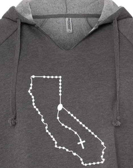 Oversized men hoodie with dropped shoulders for a streetwear look California Catholic Rosary Drop Hoodie