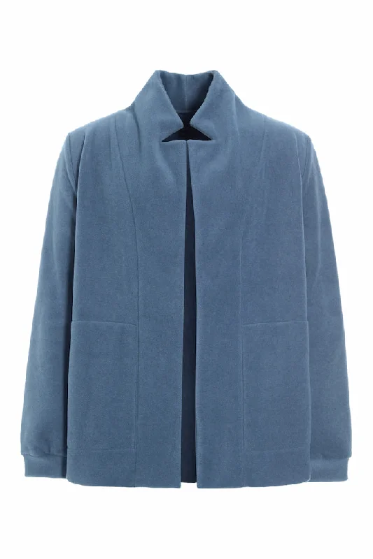 Men fleece - trimmed flannel shirts for a rustic charm CARDIGAN - 1027C - DUSTY BLUE