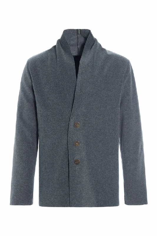 Men fleece thermal shirts for layering in winter CARDIGAN - 1034C - GREY