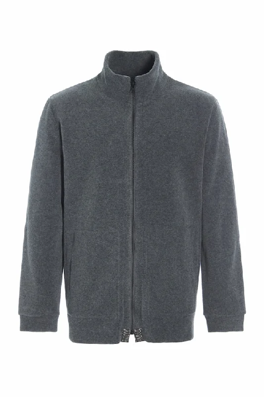 Men fleece - backed windbreakers for windy days CARDIGAN ZIPPER - 1040C - GREY