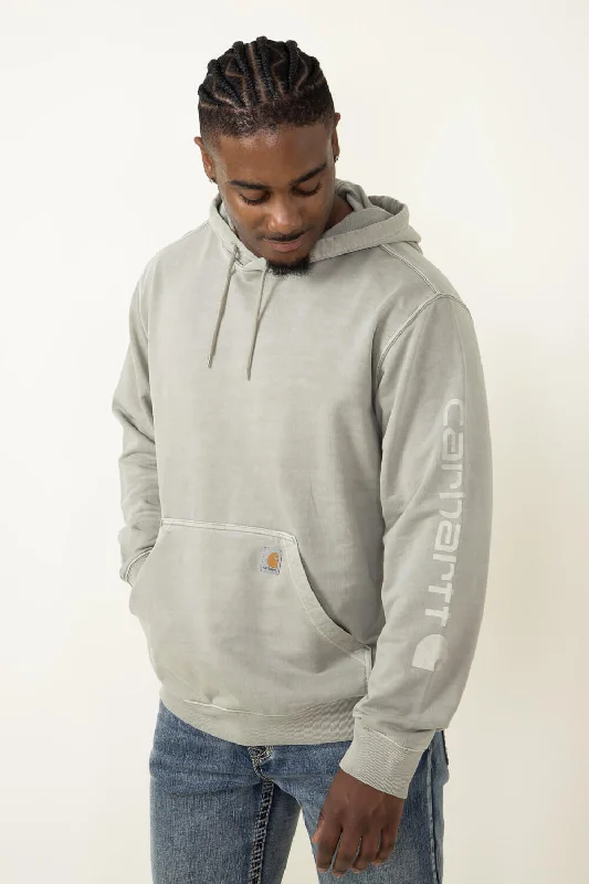 Men fleece zip - up hoodies for outdoor adventures Carhartt Midweight Garment Dyed French Terry Graphic Hoodie for Men in Greige | 106253-E00-GREIGE