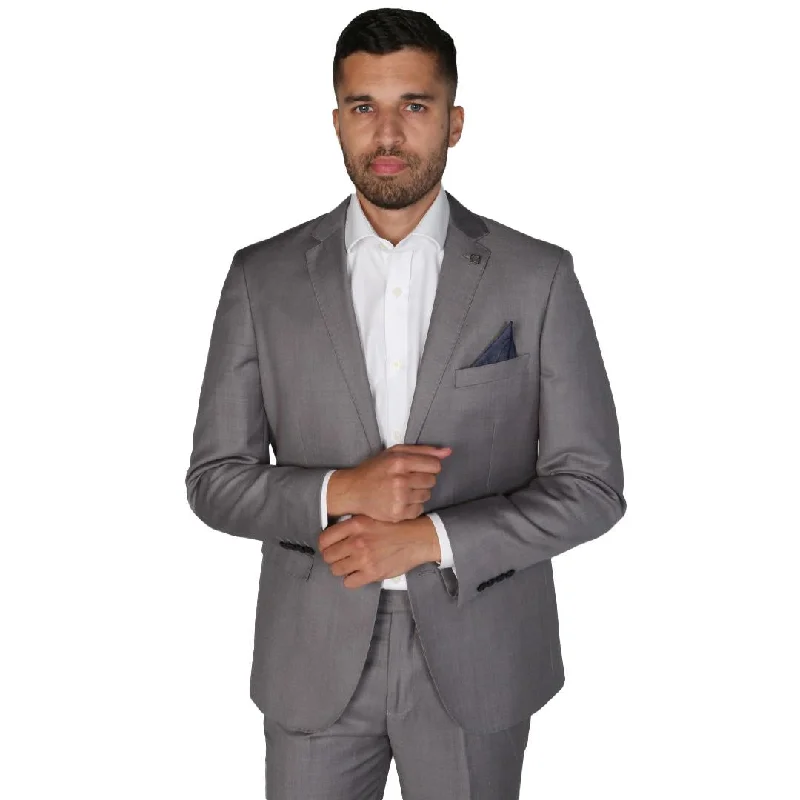 Men Blazers with Embroidery for a Personalized Touch​ Charles - Men's Grey Plain Formal Blazer