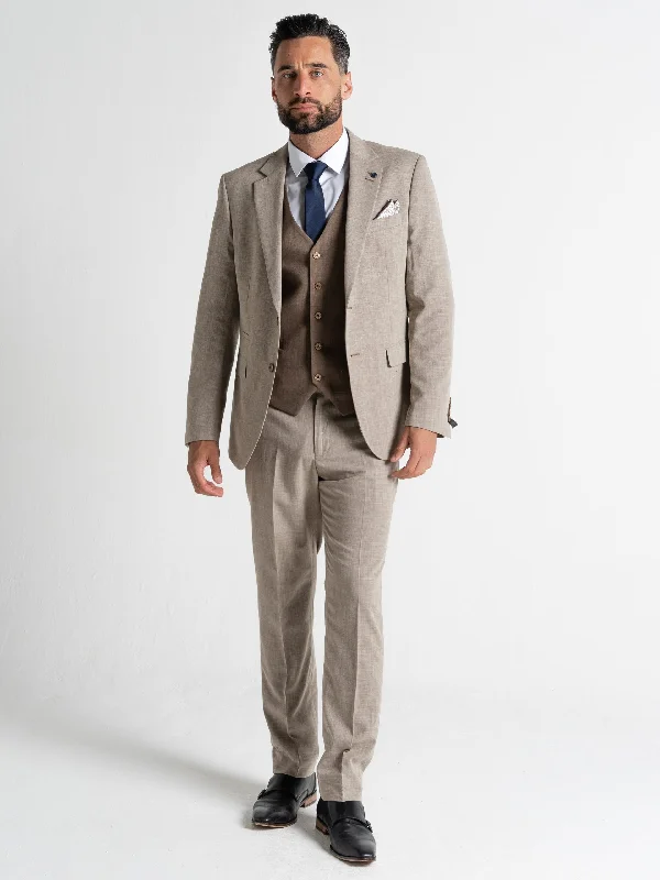 Men Blazers for Prom in Stylish and Trendy Designs​ CHARLIE LIGHT BROWN BLAZER WITH COFFEE WAISTCOAT