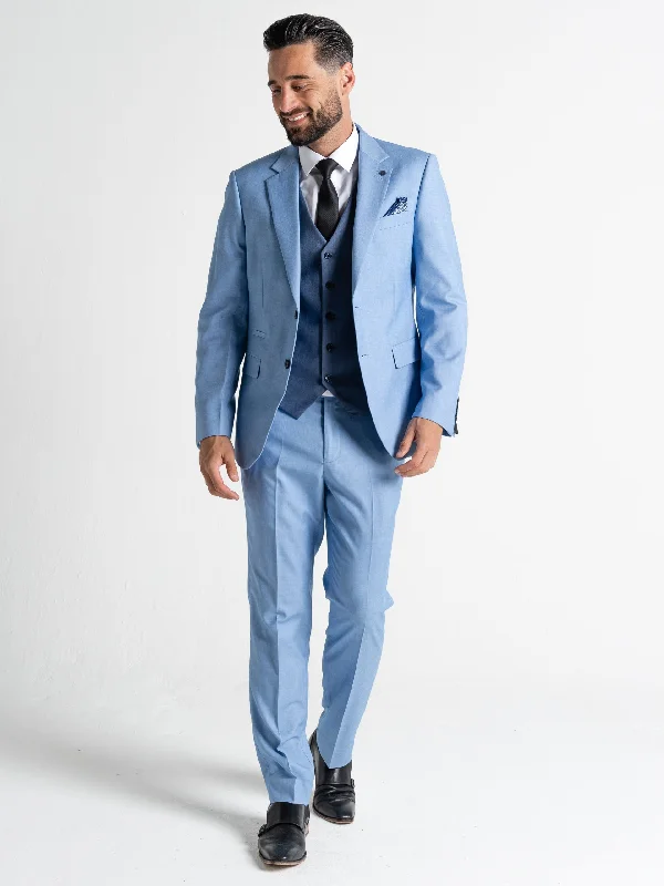 Men Blazers for Theatre Performances in Classic Styles​ CHARLIE SKY BLUE BLAZER WITH BLUE WAISTCOAT