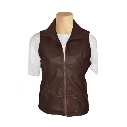 Men leather hunting jackets with a camouflage - printed leather for outdoor pursuits Brown sleeveless leather jacket